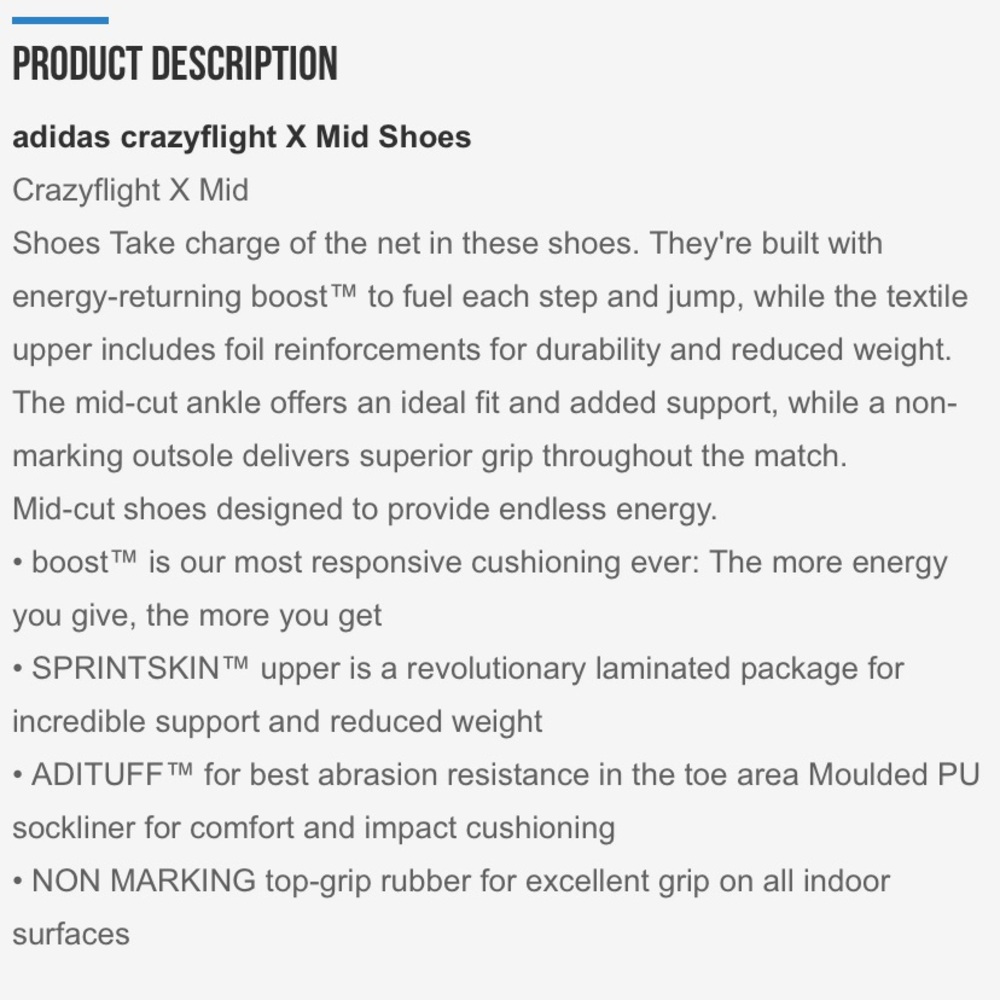 Men’s 8 Adidas Boost Crazyflight x Mid Volleyball - Picture 10 of 11